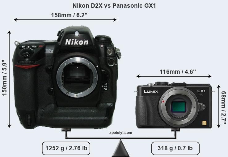 Size Nikon D2X vs Panasonic GX1
