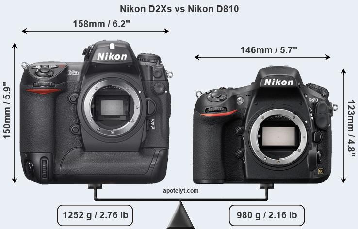 Size Nikon D2Xs vs Nikon D810