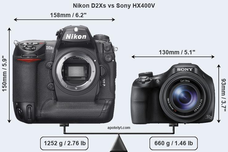 Size Nikon D2Xs vs Sony HX400V