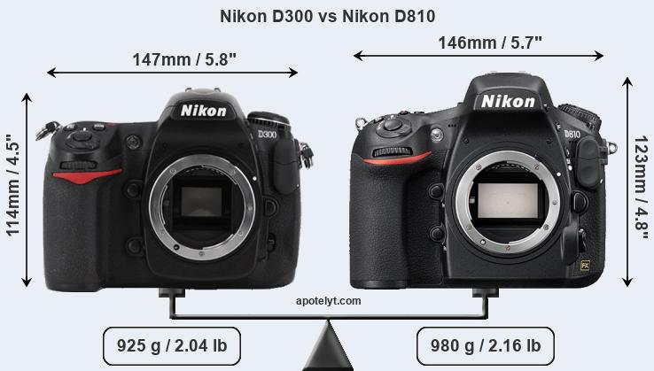Size Nikon D300 vs Nikon D810