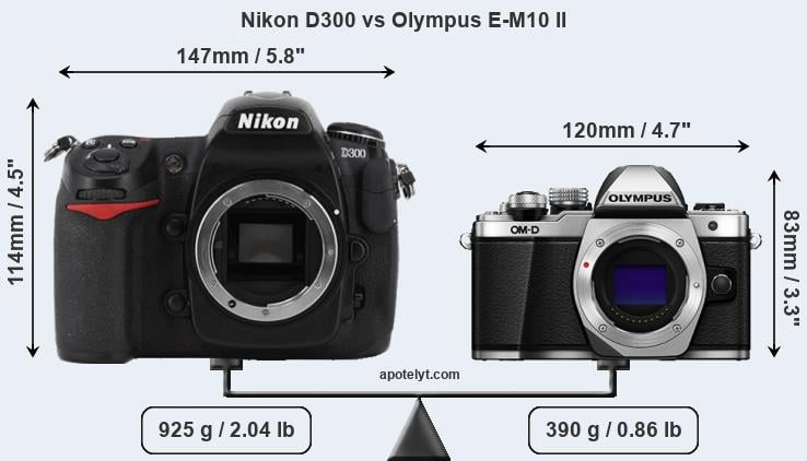 Size Nikon D300 vs Olympus E-M10 II