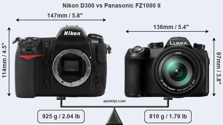 Size Nikon D300 vs Panasonic FZ1000 II