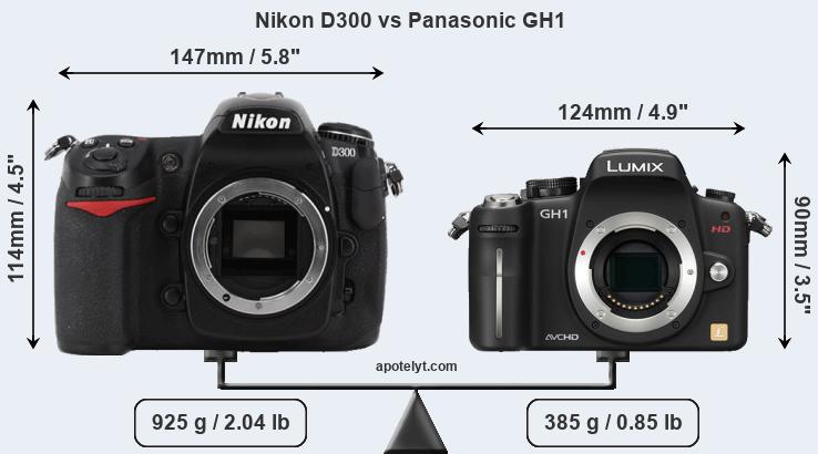 Size Nikon D300 vs Panasonic GH1
