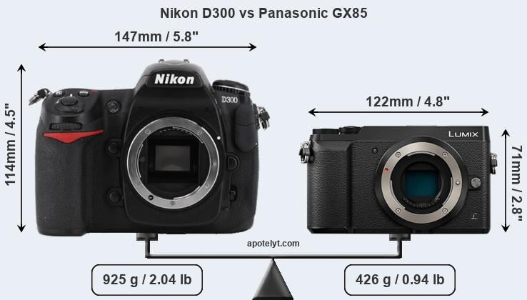 Size Nikon D300 vs Panasonic GX85