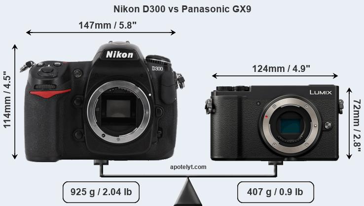 Size Nikon D300 vs Panasonic GX9