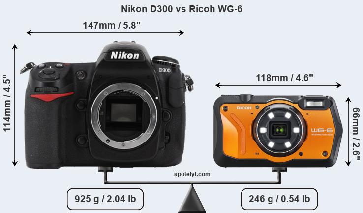 Size Nikon D300 vs Ricoh WG-6