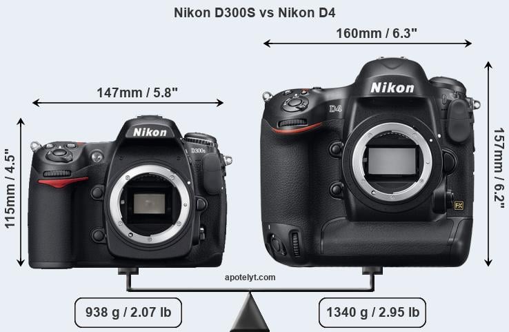 Size Nikon D300S vs Nikon D4