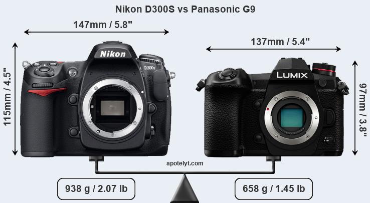 Size Nikon D300S vs Panasonic G9