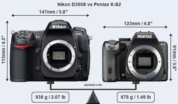 Size Nikon D300S vs Pentax K-S2