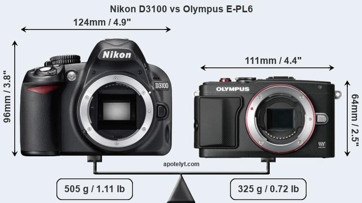 Size Nikon D3100 vs Olympus E-PL6