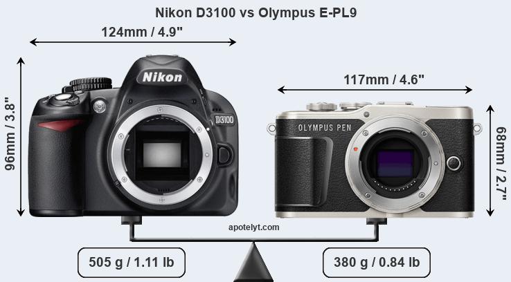 Size Nikon D3100 vs Olympus E-PL9