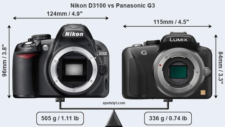 Size Nikon D3100 vs Panasonic G3