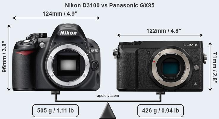 Size Nikon D3100 vs Panasonic GX85
