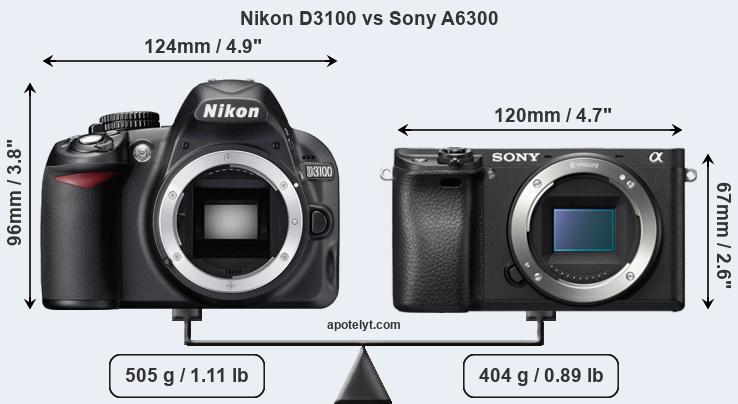 Size Nikon D3100 vs Sony A6300