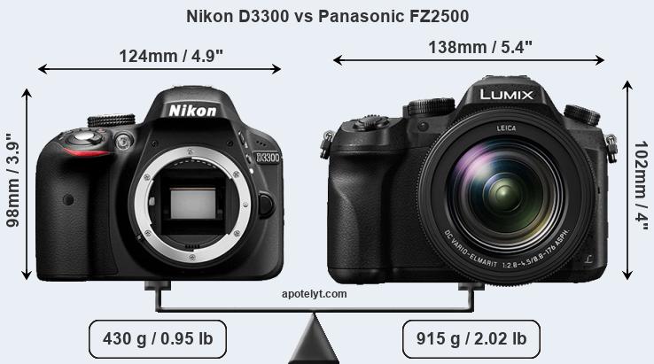 Size Nikon D3300 vs Panasonic FZ2500