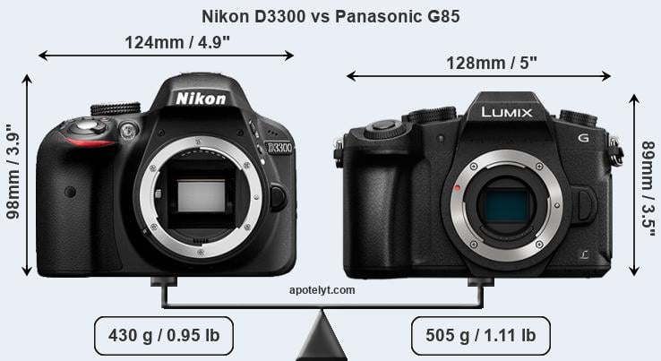 Size Nikon D3300 vs Panasonic G85
