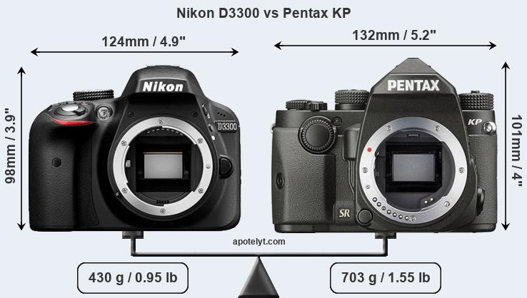 Size Nikon D3300 vs Pentax KP