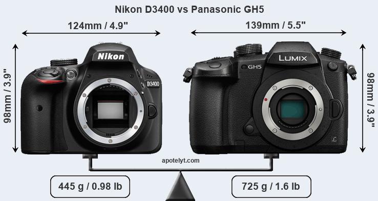 Size Nikon D3400 vs Panasonic GH5