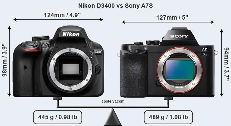 Size Nikon D3400 vs Sony A7S