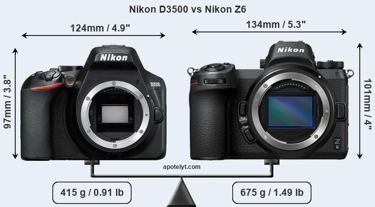Size Nikon D3500 vs Nikon Z6