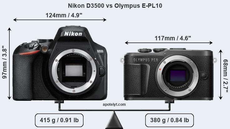 Size Nikon D3500 vs Olympus E-PL10