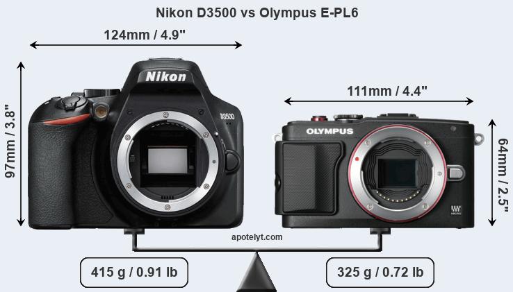 Size Nikon D3500 vs Olympus E-PL6