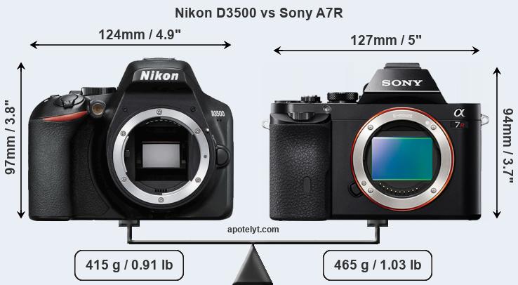 Size Nikon D3500 vs Sony A7R