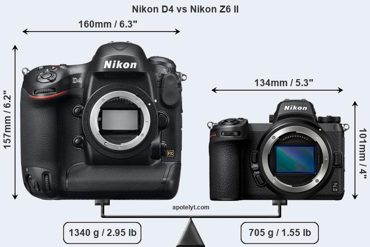 Size Nikon D4 vs Nikon Z6 II
