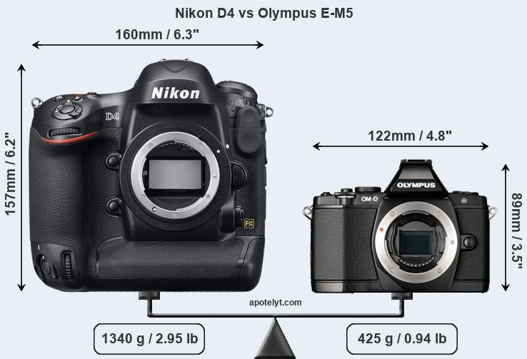 Size Nikon D4 vs Olympus E-M5