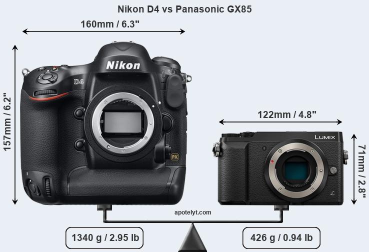 Size Nikon D4 vs Panasonic GX85