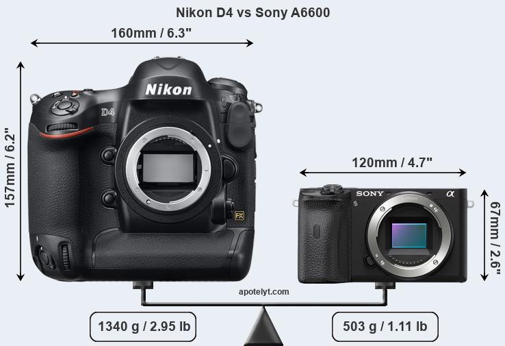 Size Nikon D4 vs Sony A6600