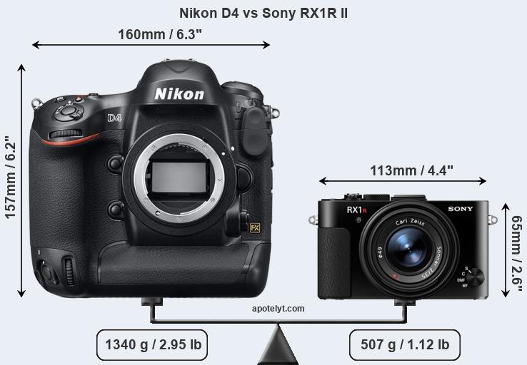 Size Nikon D4 vs Sony RX1R II
