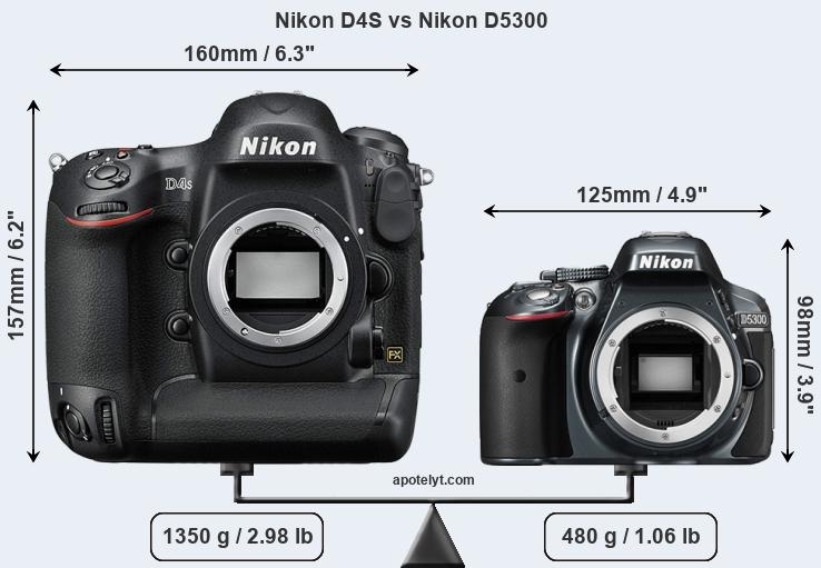 Size Nikon D4S vs Nikon D5300