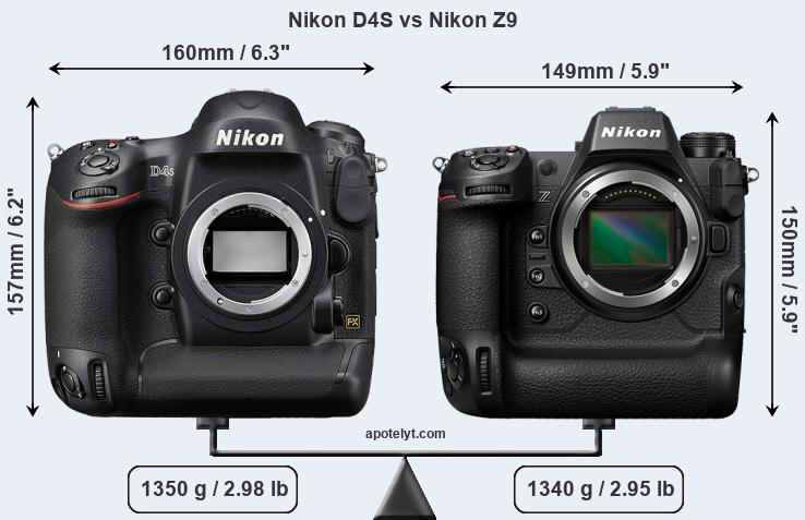 Size Nikon D4S vs Nikon Z9