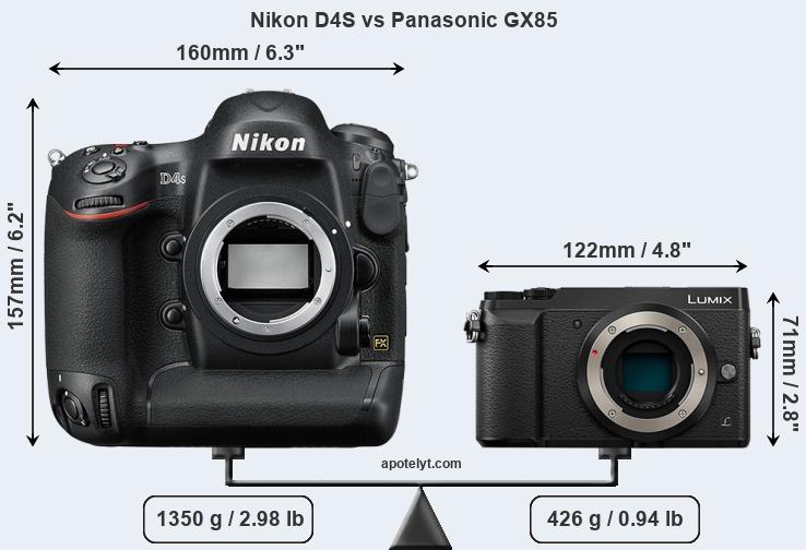 Size Nikon D4S vs Panasonic GX85