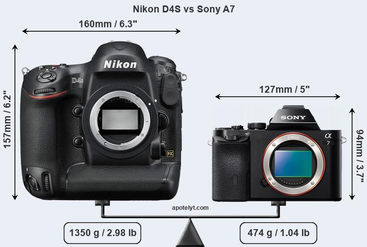 Size Nikon D4S vs Sony A7