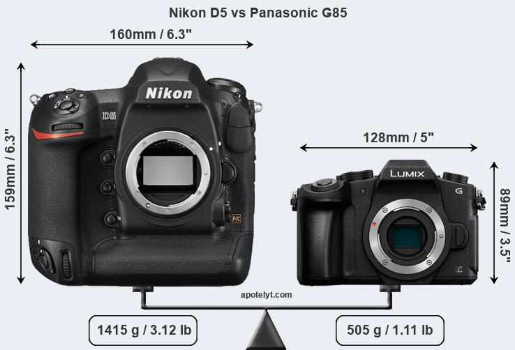 Size Nikon D5 vs Panasonic G85