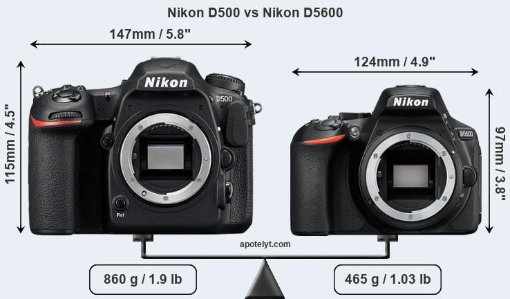 Size Nikon D500 vs Nikon D5600