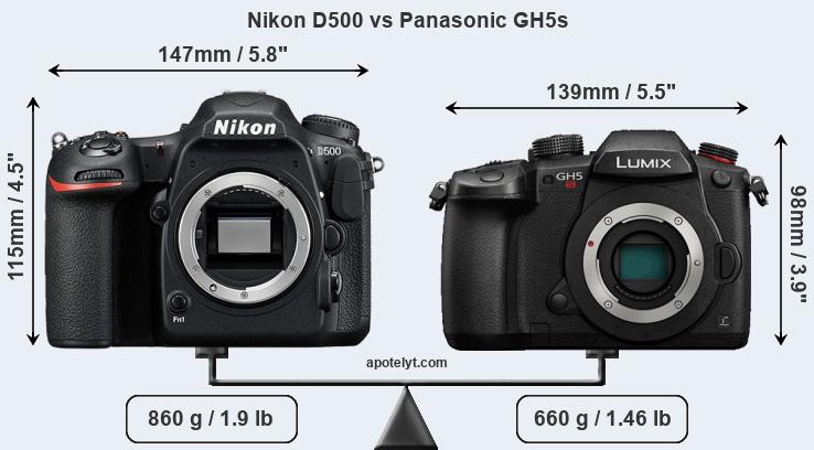 Size Nikon D500 vs Panasonic GH5s