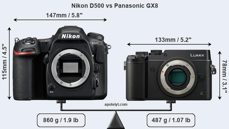 Size Nikon D500 vs Panasonic GX8
