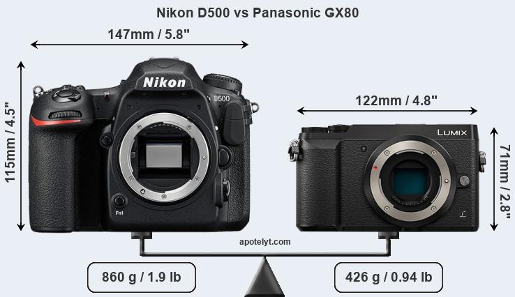 Size Nikon D500 vs Panasonic GX80