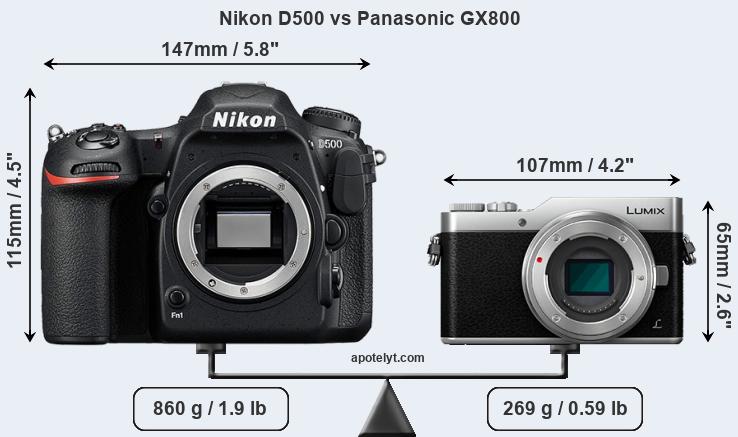 Size Nikon D500 vs Panasonic GX800