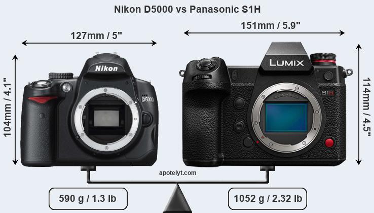 Size Nikon D5000 vs Panasonic S1H