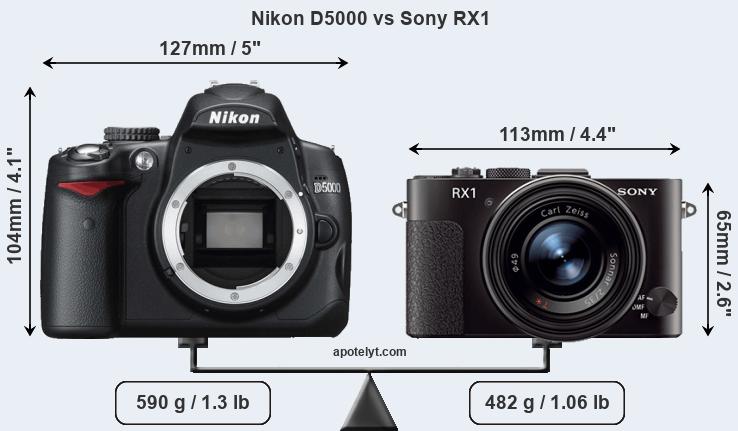 Size Nikon D5000 vs Sony RX1