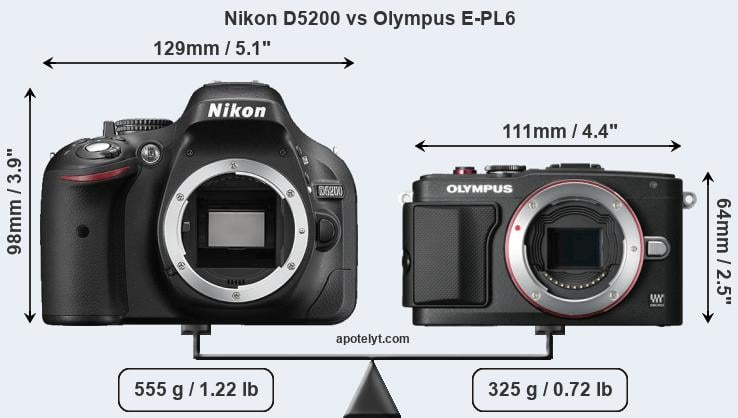 Size Nikon D5200 vs Olympus E-PL6