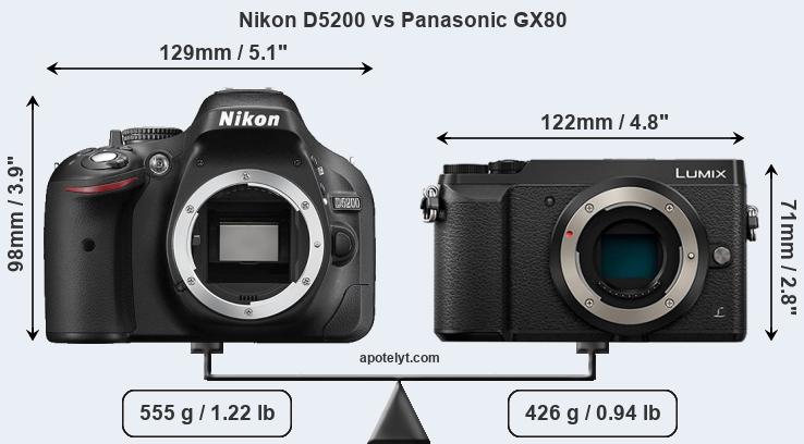 Size Nikon D5200 vs Panasonic GX80