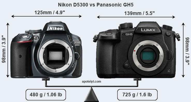 Size Nikon D5300 vs Panasonic GH5