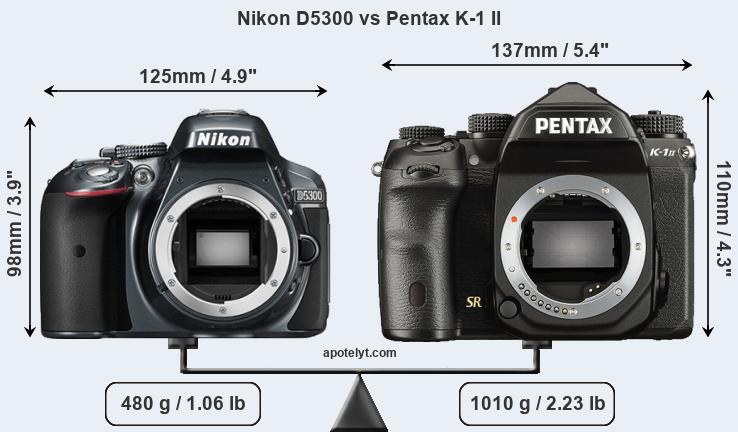 Size Nikon D5300 vs Pentax K-1 II