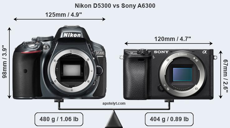 Size Nikon D5300 vs Sony A6300