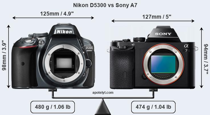 Size Nikon D5300 vs Sony A7